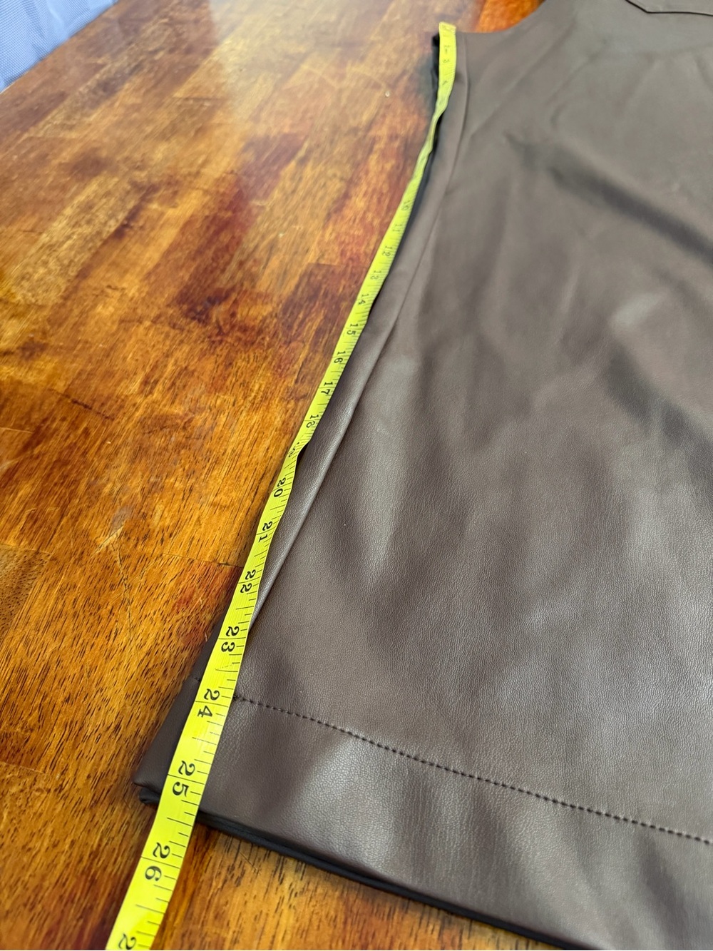 Anthro Maeve Colette Faux Leather Wide Leg Cropped Pant Size 29 Chocolate New - Picture 9 of 13